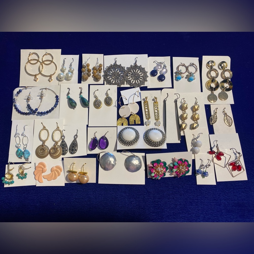 Lot of 28 Pairs of Pierced Earrings
